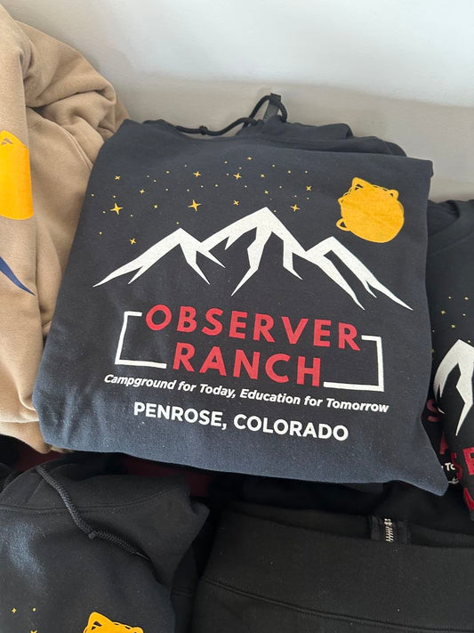 Observer Ranch navy crewneck sweatshirt with mountain logo