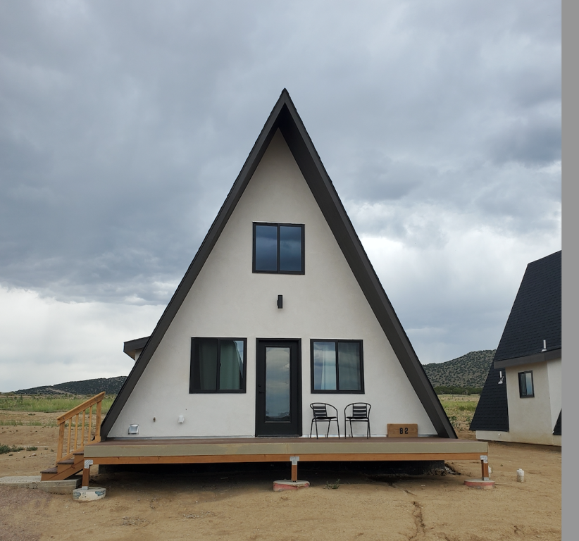 Betelgeuse A-frame cabin exterior at Observer Ranch, Colorado