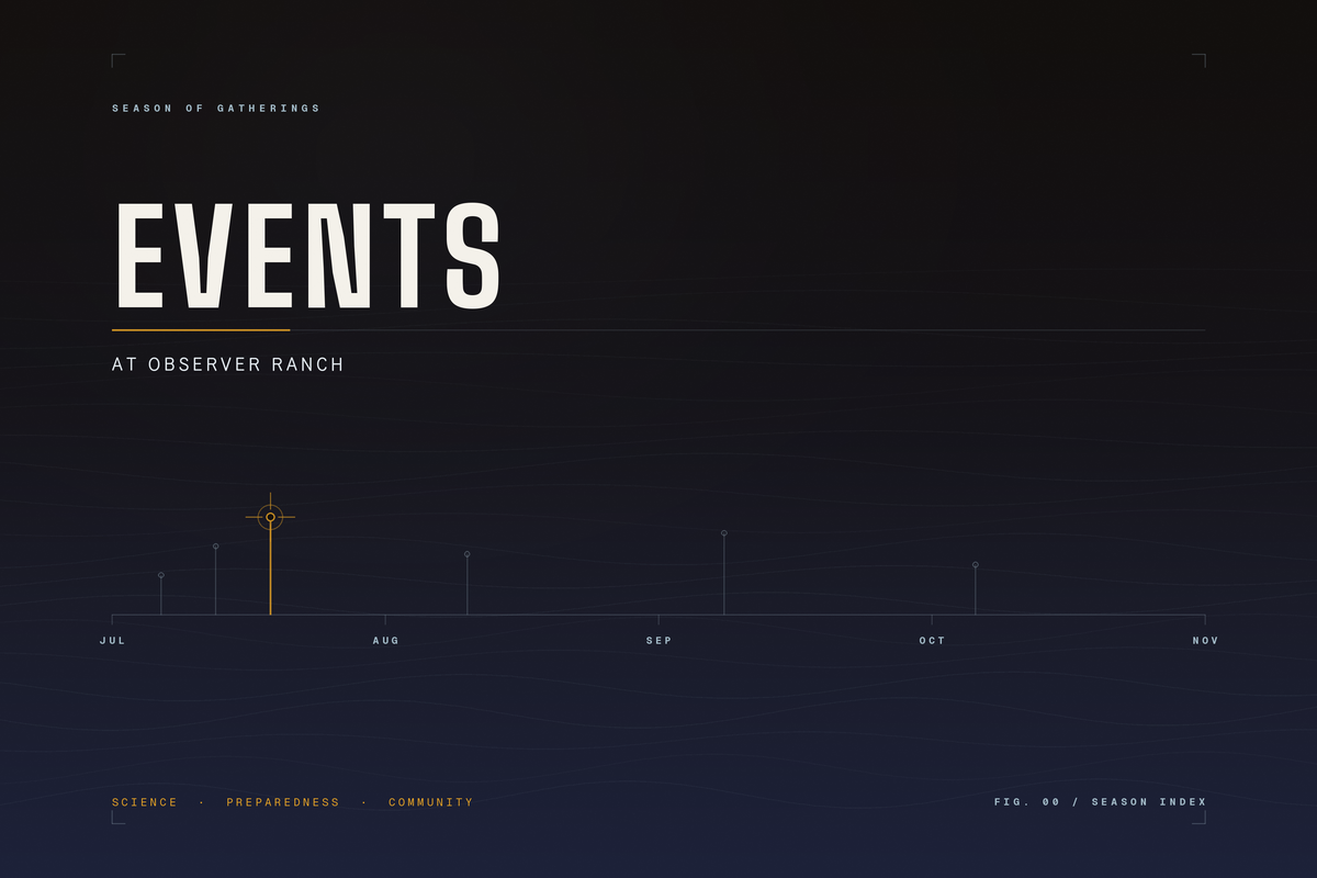 Events at Observer Ranch season index, science preparedness and community gatherings near the Royal Gorge