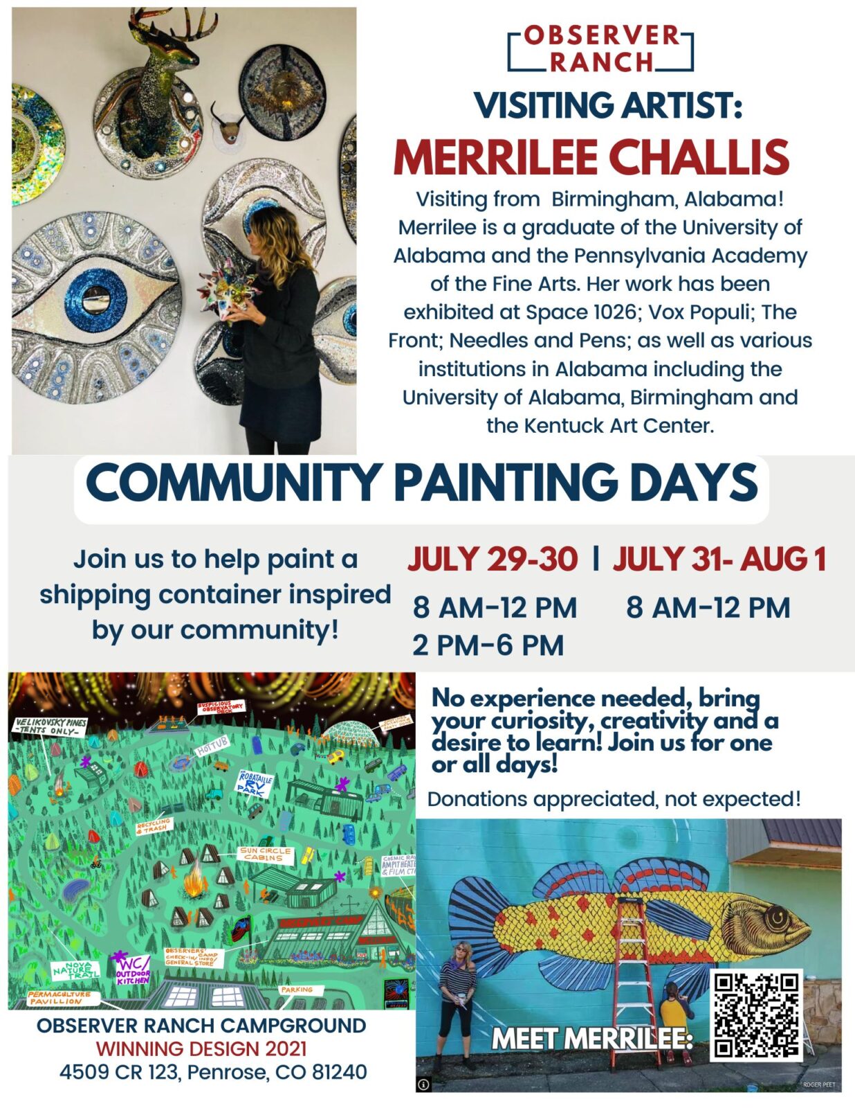 Visiting artist Merrilee Challis at Observer Ranch event