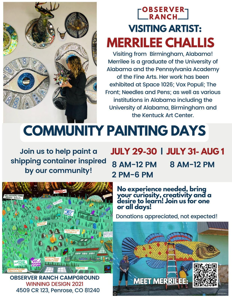 Visiting artist Merrilee Challis at Observer Ranch event